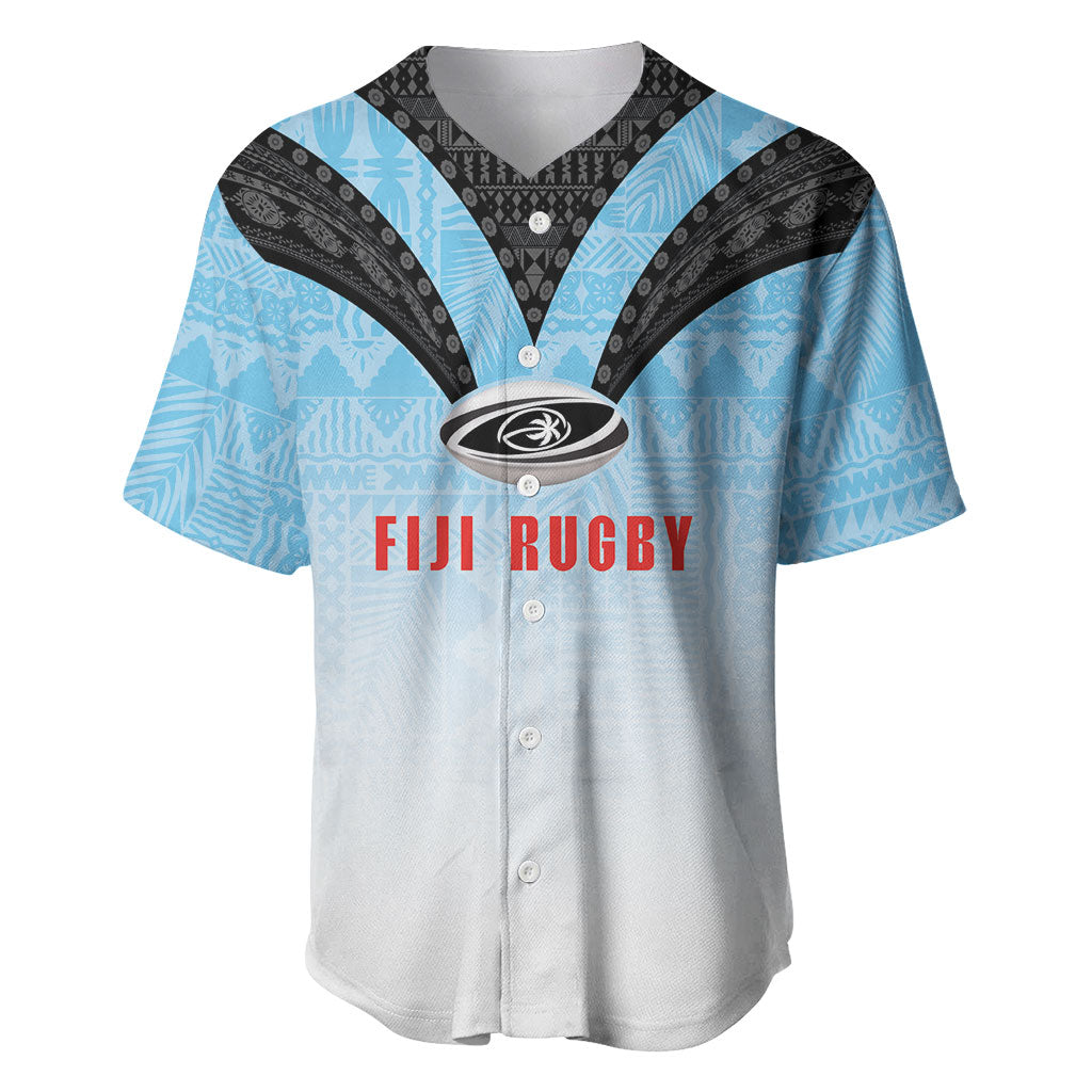 Custom Fijian Rugby Baseball Jersey Tapa Pattern Retro Sporty Style