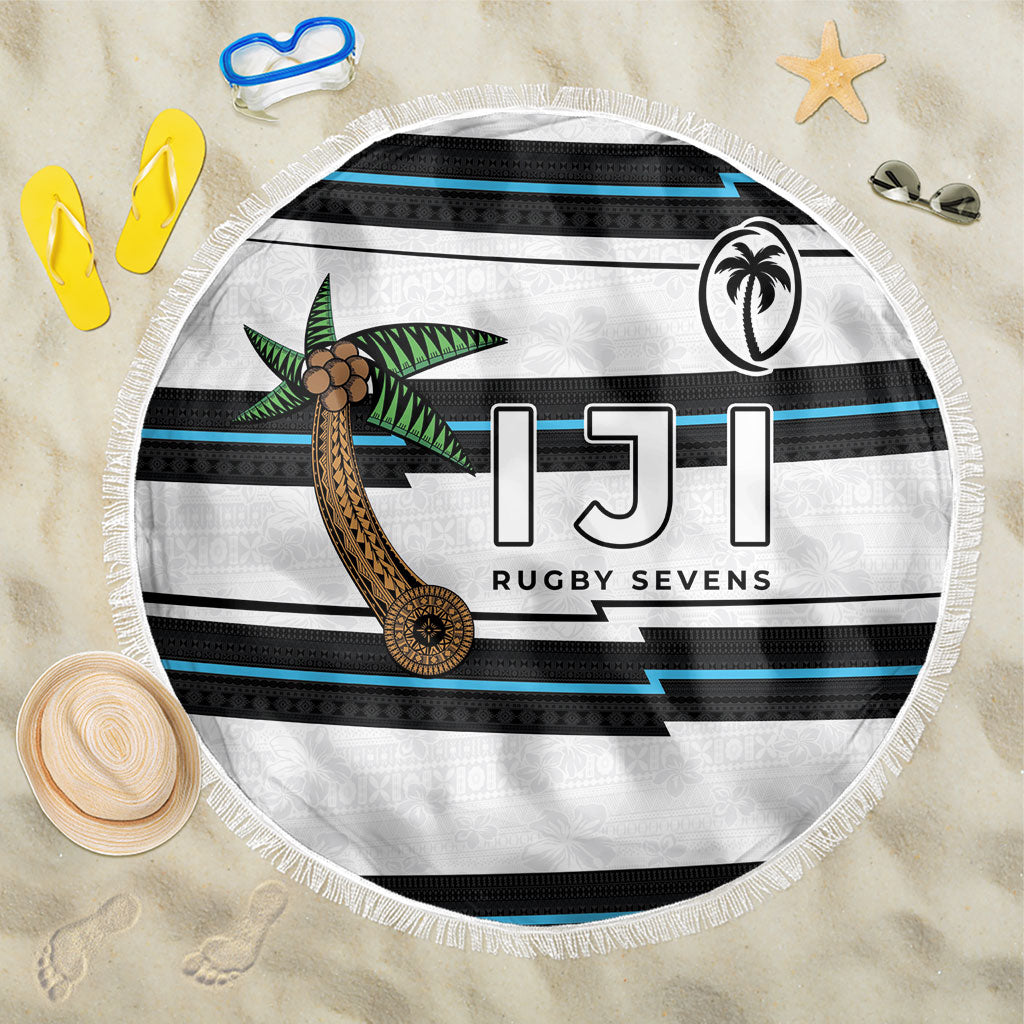 Fijian Rugby Sevens Beach Blanket Masi Tapa Pattern Stripes Sporty Style
