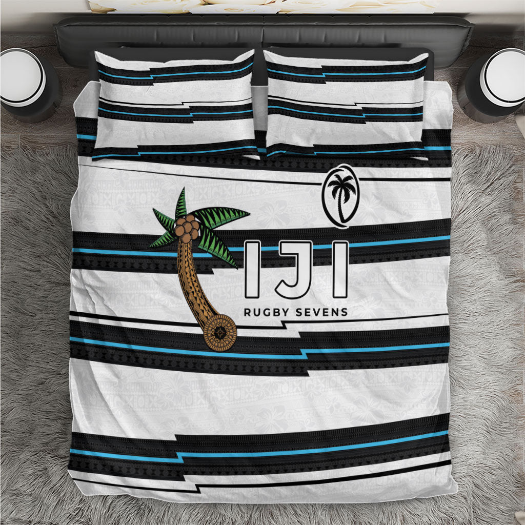 Fijian Rugby Sevens Bedding Set Masi Tapa Pattern Stripes Sporty Style