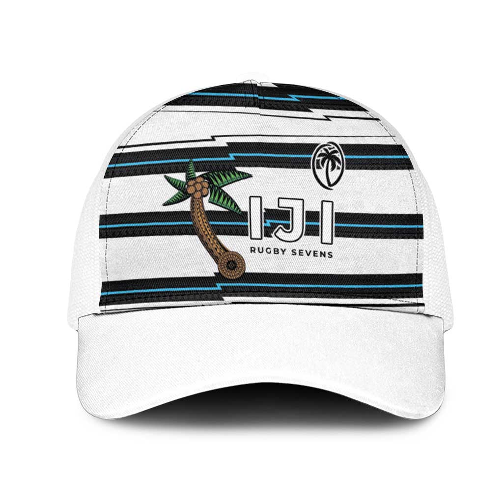 Fijian Rugby Sevens Mesh Trucker Cap Masi Tapa Pattern Stripes Sporty Style