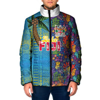 Personalised Fijian Coral Reef Padded Jacket with Traditional Tapa Pattern Split Style LT03 Men Multicolor - Polynesian Pride