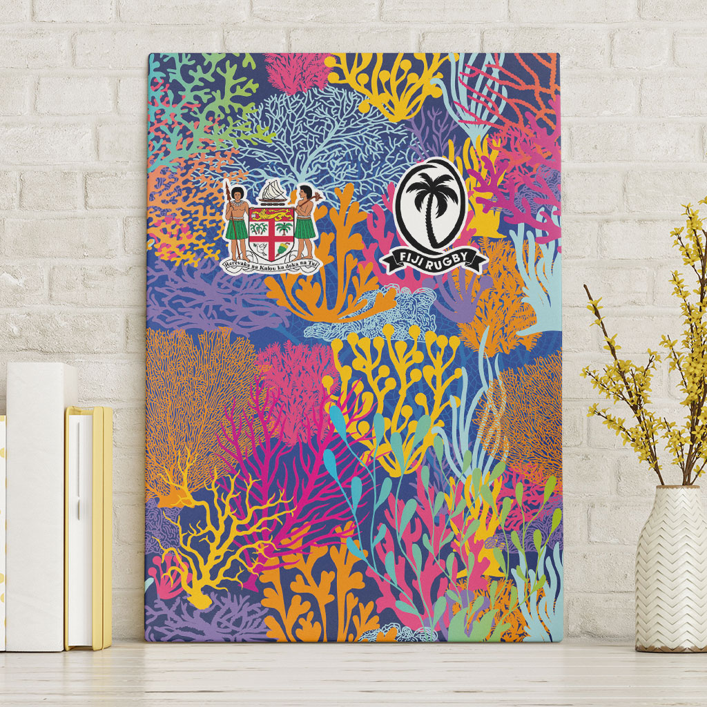 Fijian Rugby Canvas Wall Art Colorful Coral Reef Pre Match Design
