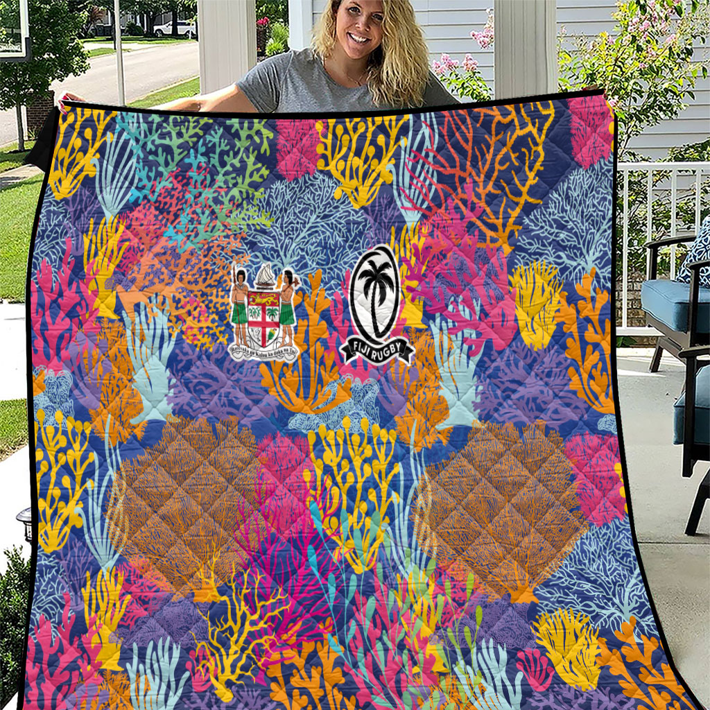 Fijian Rugby Quilt Colorful Coral Reef Pre Match Design