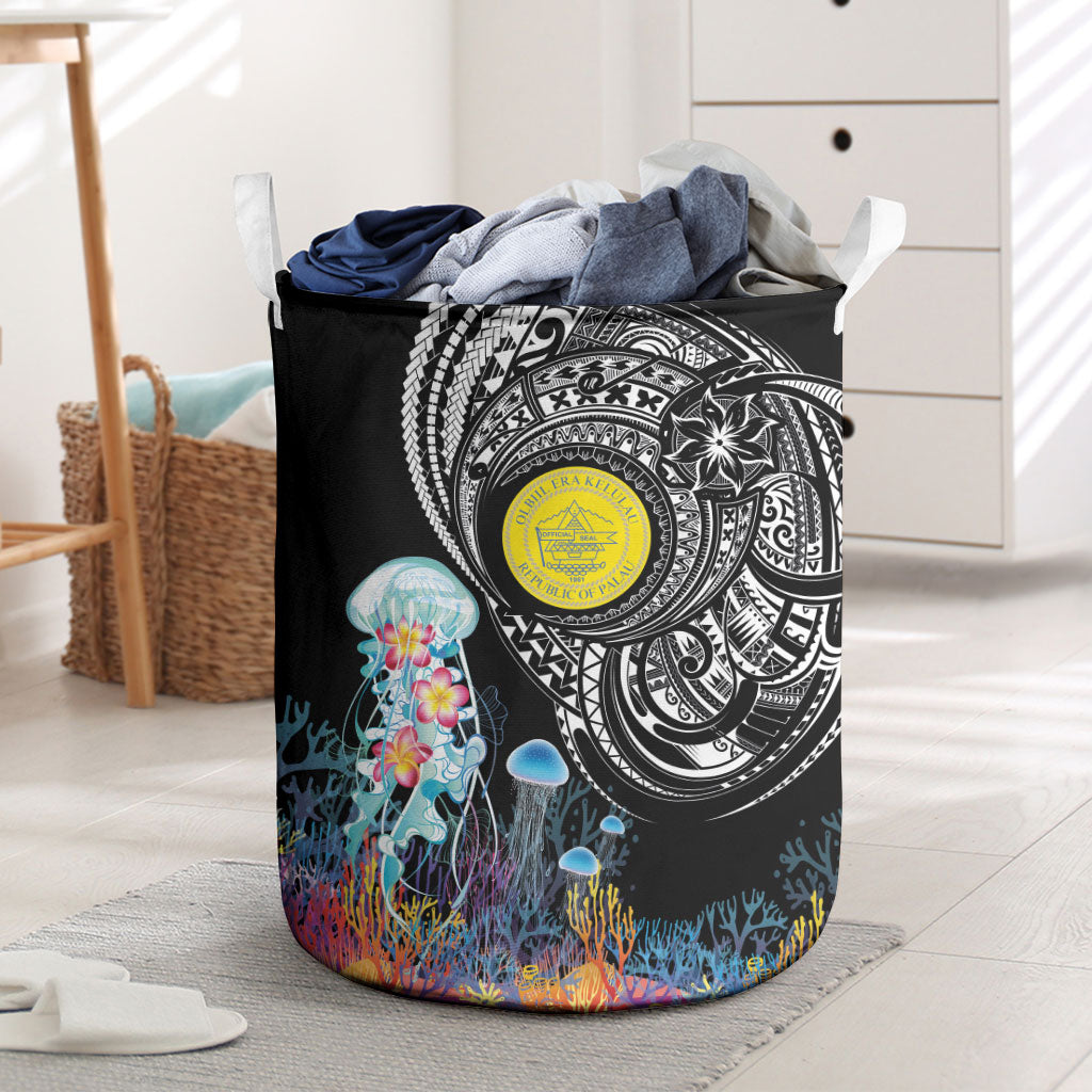 Palau Jellyfish Laundry Basket Coral Reef with Polynesian Pattern