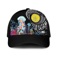 Palau Jellyfish Baseball Net Cap Coral Reef with Polynesian Pattern