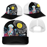 Palau Jellyfish Baseball Net Cap Coral Reef with Polynesian Pattern