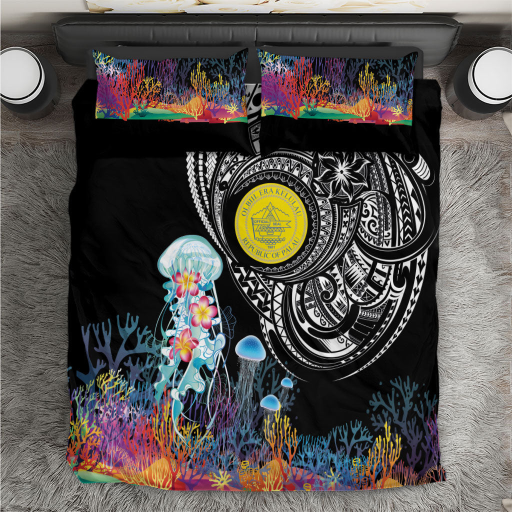 Palau Jellyfish Bedding Set Coral Reef with Polynesian Pattern