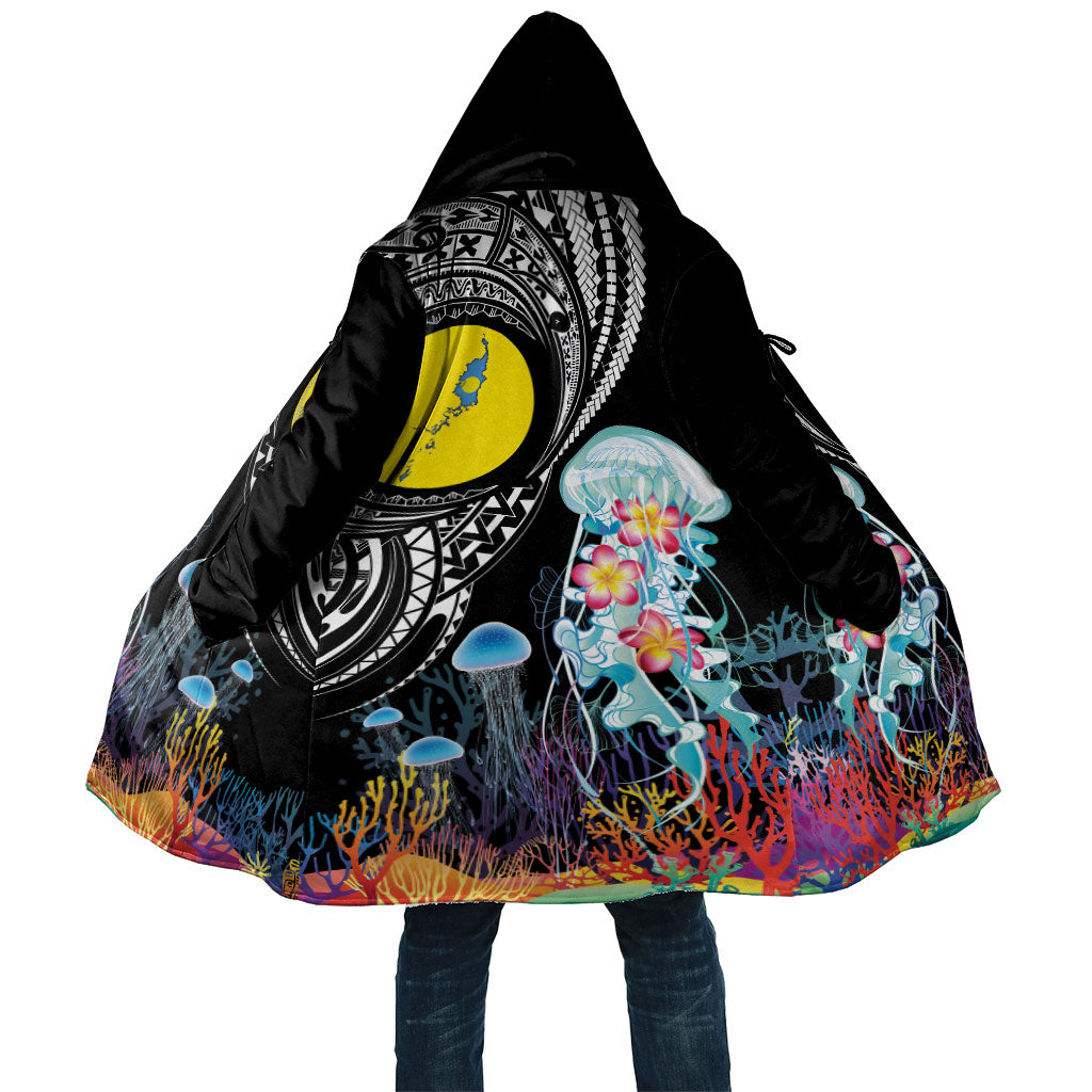 Palau Jellyfish Cloak Coral Reef with Polynesian Pattern LT03 Unisex Black - Polynesian Pride