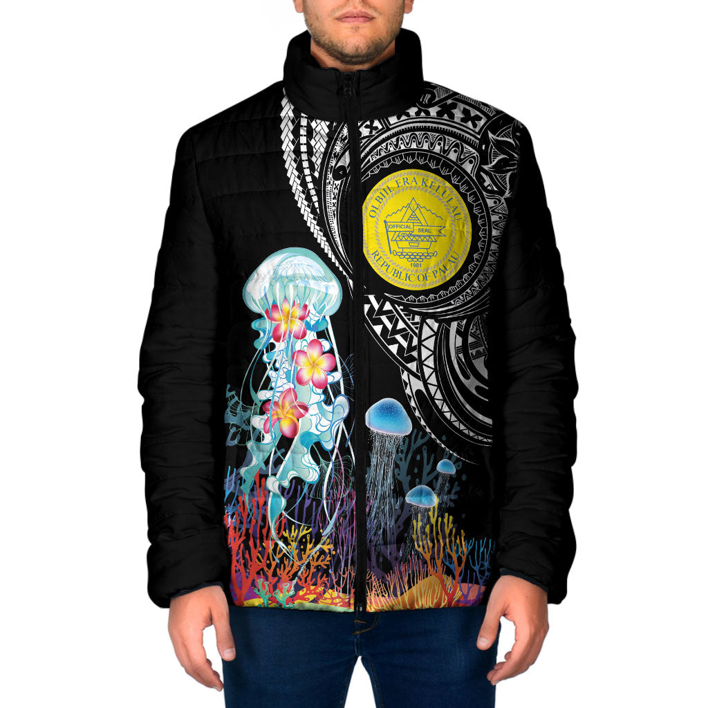 Palau Jellyfish Padded Jacket Coral Reef with Polynesian Pattern