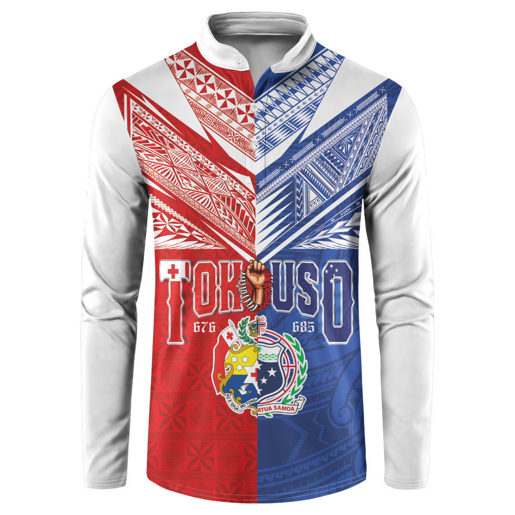 Personalised Tokouso Tonga Samoa Button Sweatshirt Proud of Brotherhood