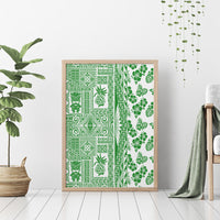 Hawaii Canvas Wall Art Aloha Tropical Plants Tribal Pattern Green Version LT03 - Polynesian Pride