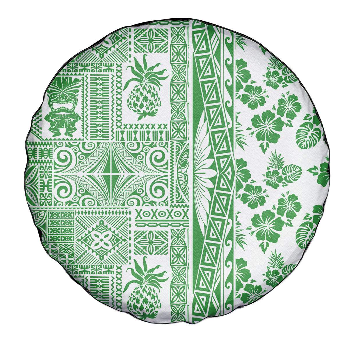 Hawaii Spare Tire Cover Aloha Tropical Plants Tribal Pattern Green Version LT03 - Polynesian Pride