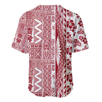 Hawaii Baseball Jersey Aloha Tropical Plants Tribal Pattern Red Version LT03 - Polynesian Pride