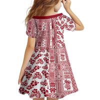 Hawaii Family Matching Off Shoulder Maxi Dress and Hawaiian Shirt Aloha Tropical Plants Tribal Pattern Red Version LT03 - Polynesian Pride