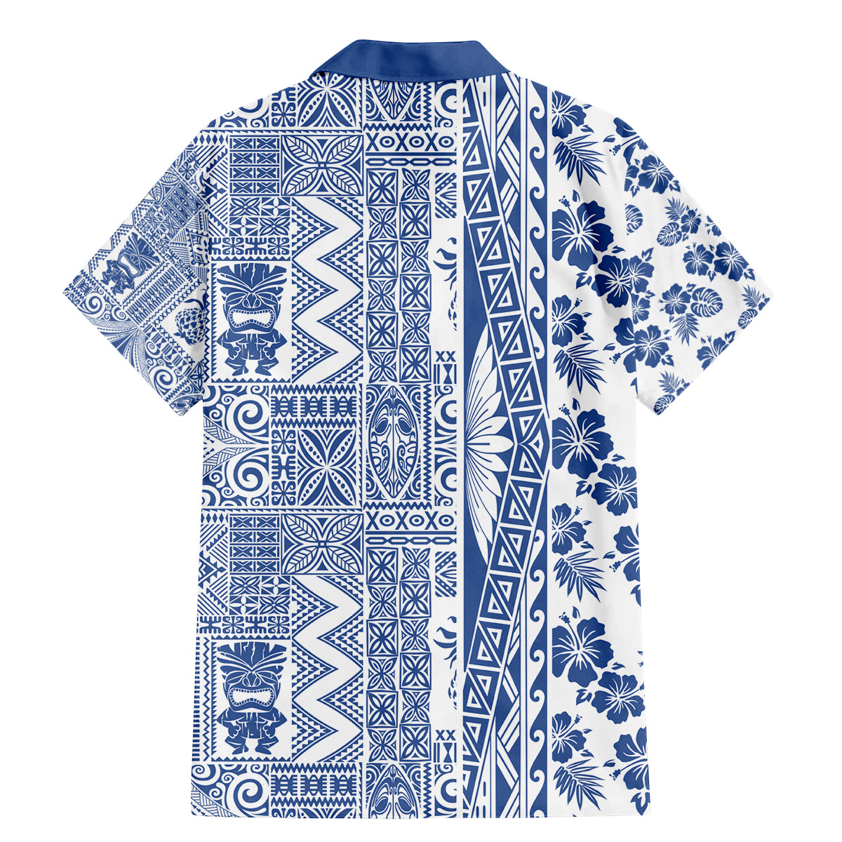 Hawaii Family Matching Mermaid Dress and Hawaiian Shirt Aloha Tropical Plants Tribal Pattern Blue Version LT03 - Polynesian Pride