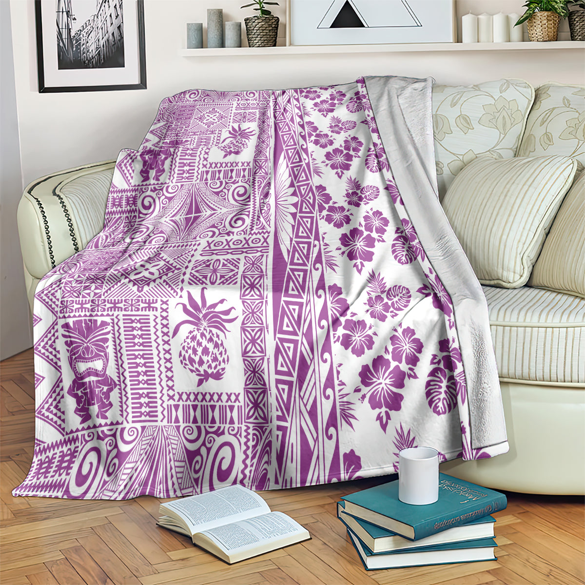 Hawaii Blanket Aloha Tropical Plants Tribal Pattern Pink Version LT03 - Polynesian Pride