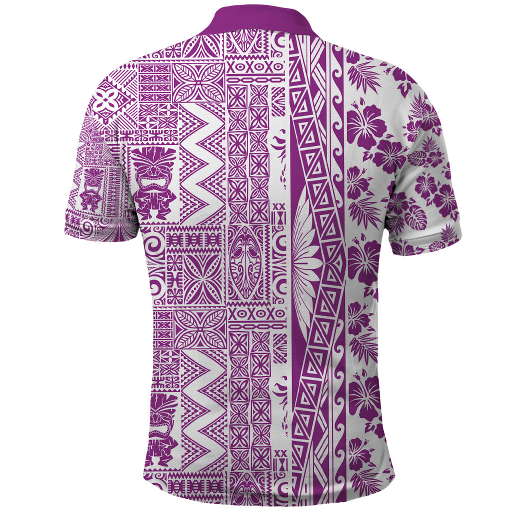 Hawaii Polo Shirt Aloha Tropical Plants Tribal Pattern Pink Version LT03 - Polynesian Pride