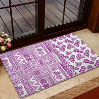 Hawaii Rubber Doormat Aloha Tropical Plants Tribal Pattern Pink Version LT03 - Polynesian Pride
