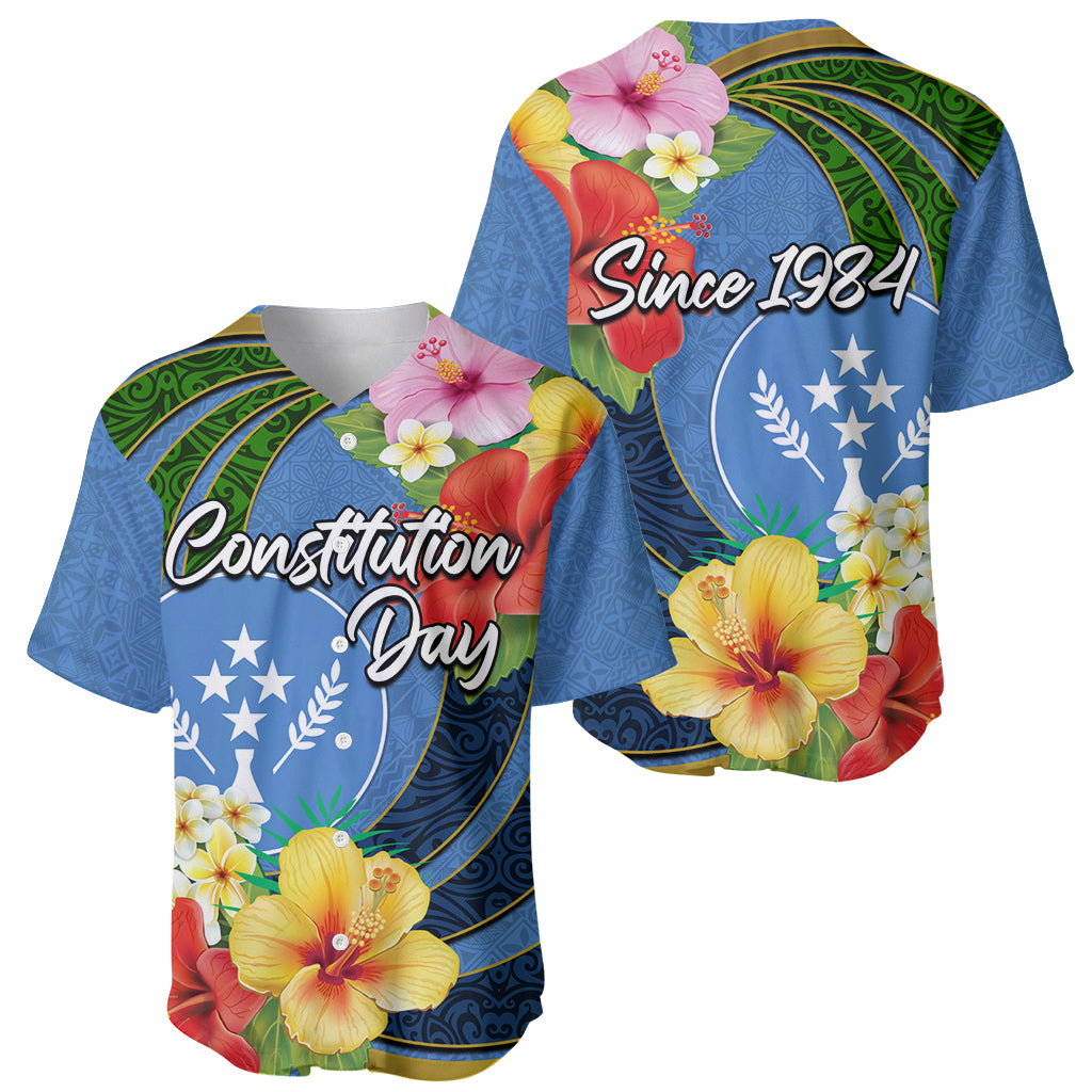 Kosrae Constitution Day Baseball Jersey Hibiscus Mix Maori Tattoo Pattern LT03 - Polynesian Pride
