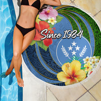 Kosrae Constitution Day Beach Blanket Hibiscus Mix Maori Tattoo Pattern LT03 - Polynesian Pride