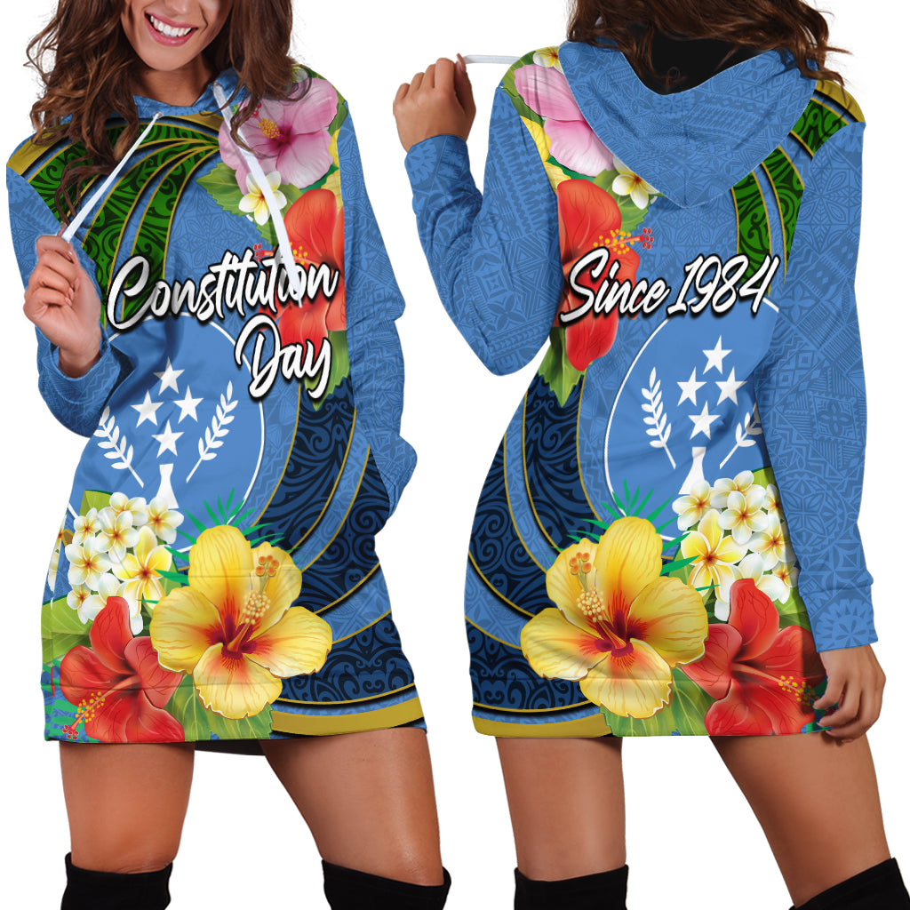 Kosrae Constitution Day Hoodie Dress Hibiscus Mix Maori Tattoo Pattern LT03 - Polynesian Pride