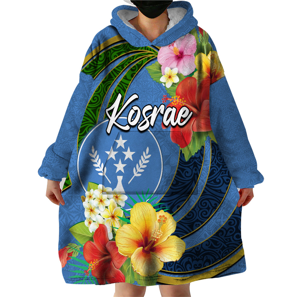 Kosrae Wearable Blanket Hoodie Hibiscus Mix Maori Tattoo Pattern LT03 - Polynesian Pride