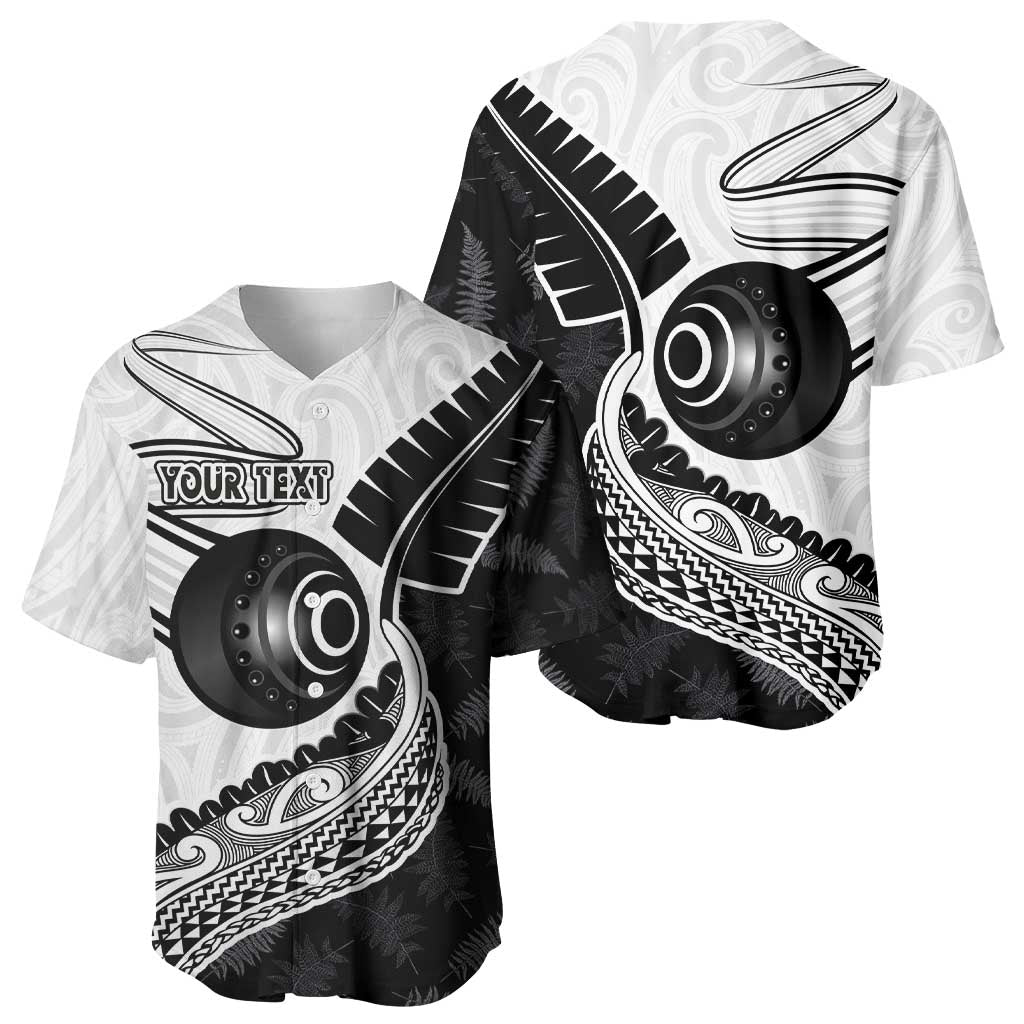 Personalised Aotearoa Lawn Bowls Baseball Jersey Maori and Silver Fern Half Style LT03 - Polynesian Pride