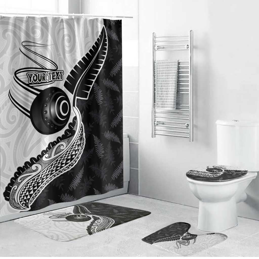 Personalised Aotearoa Lawn Bowls Bathroom Set Maori and Silver Fern Half Style LT03 Bathroom Set (4 pcs) White - Polynesian Pride