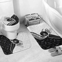 Personalised Aotearoa Lawn Bowls Bathroom Set Maori and Silver Fern Half Style LT03 Mat Set Only (3 pcs) One Size White - Polynesian Pride