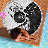 Personalised Aotearoa Lawn Bowls Beach Blanket Maori and Silver Fern Half Style LT03 - Polynesian Pride
