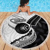 Personalised Aotearoa Lawn Bowls Beach Blanket Maori and Silver Fern Half Style LT03 - Polynesian Pride