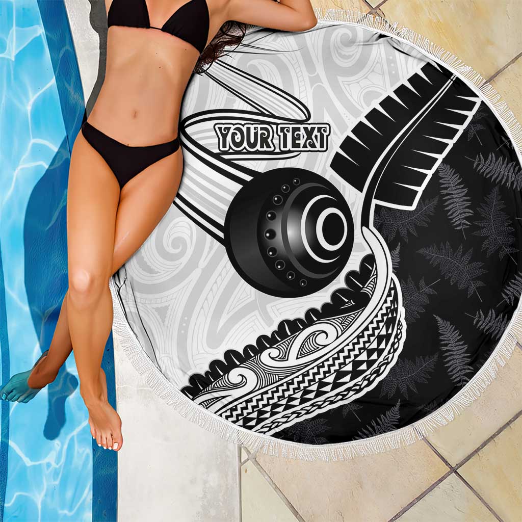 Personalised Aotearoa Lawn Bowls Beach Blanket Maori and Silver Fern Half Style LT03 - Polynesian Pride