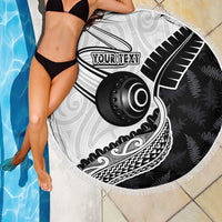 Personalised Aotearoa Lawn Bowls Beach Blanket Maori and Silver Fern Half Style LT03 - Polynesian Pride