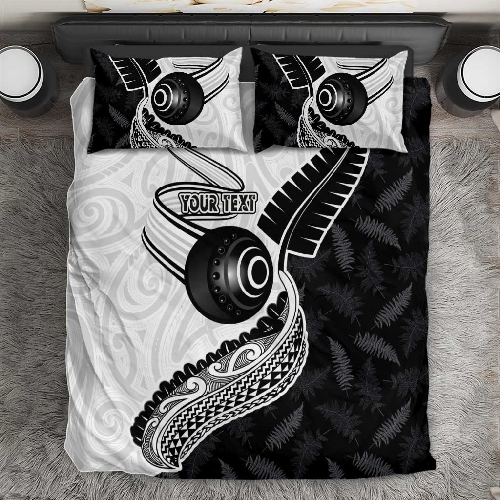 Personalised Aotearoa Lawn Bowls Bedding Set Maori and Silver Fern Half Style LT03 White - Polynesian Pride