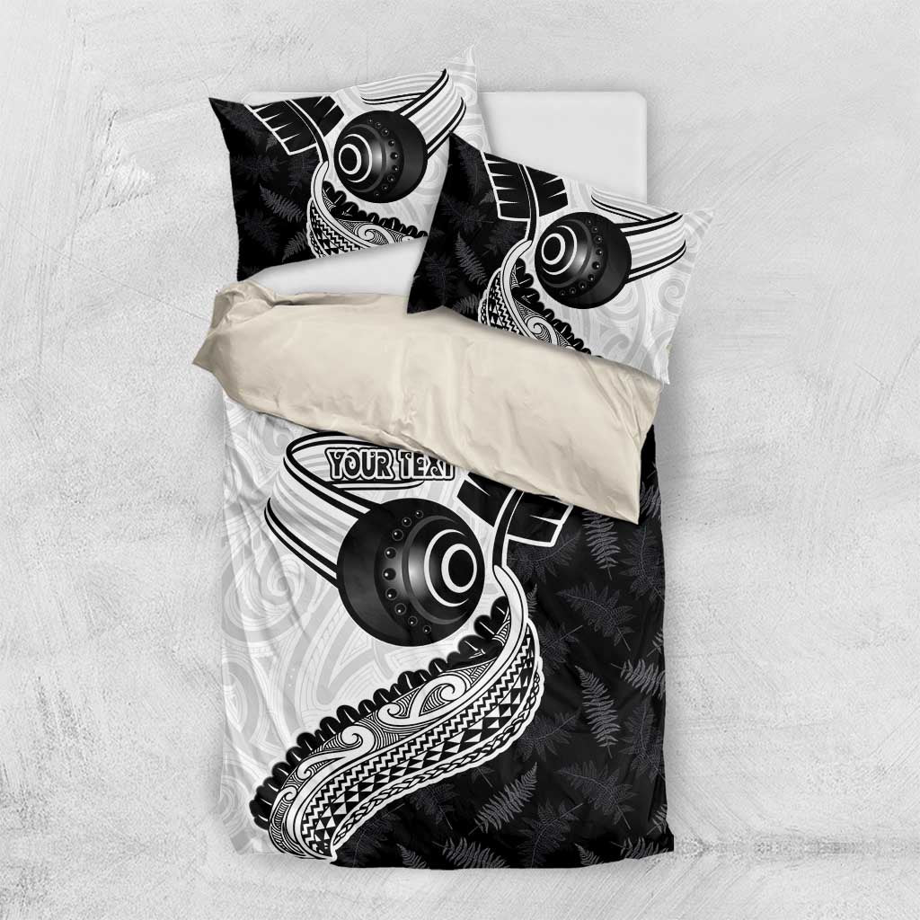 Personalised Aotearoa Lawn Bowls Bedding Set Maori and Silver Fern Half Style LT03 US Twin 172cm x 218cm White - Polynesian Pride