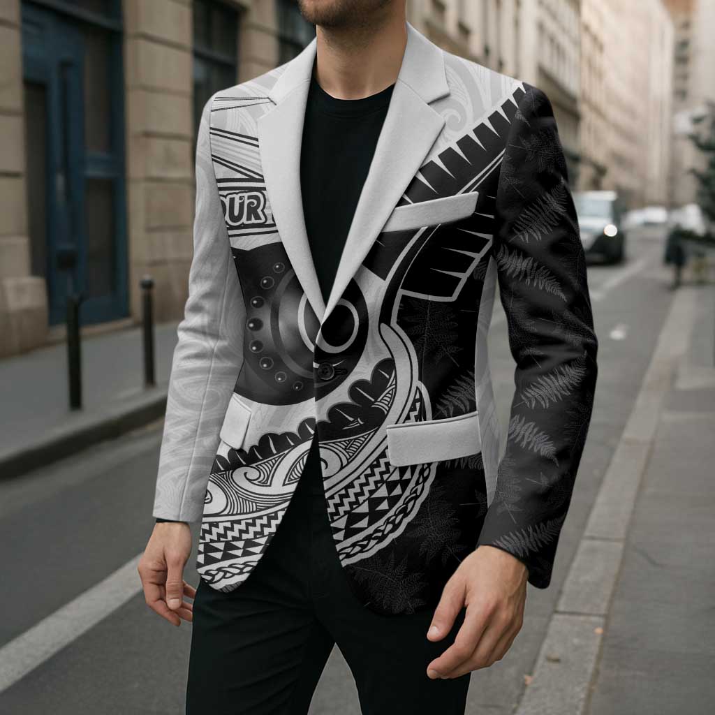Personalised Aotearoa Lawn Bowls Blazer Maori and Silver Fern Half Style LT03 - Polynesian Pride