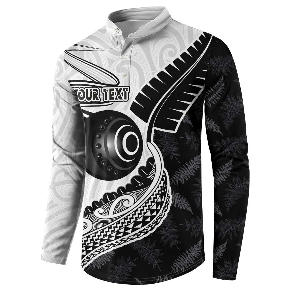 Personalised Aotearoa Lawn Bowls Button Sweatshirt Maori and Silver Fern Half Style LT03 - Polynesian Pride