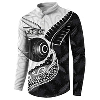 Personalised Aotearoa Lawn Bowls Button Sweatshirt Maori and Silver Fern Half Style LT03 - Polynesian Pride