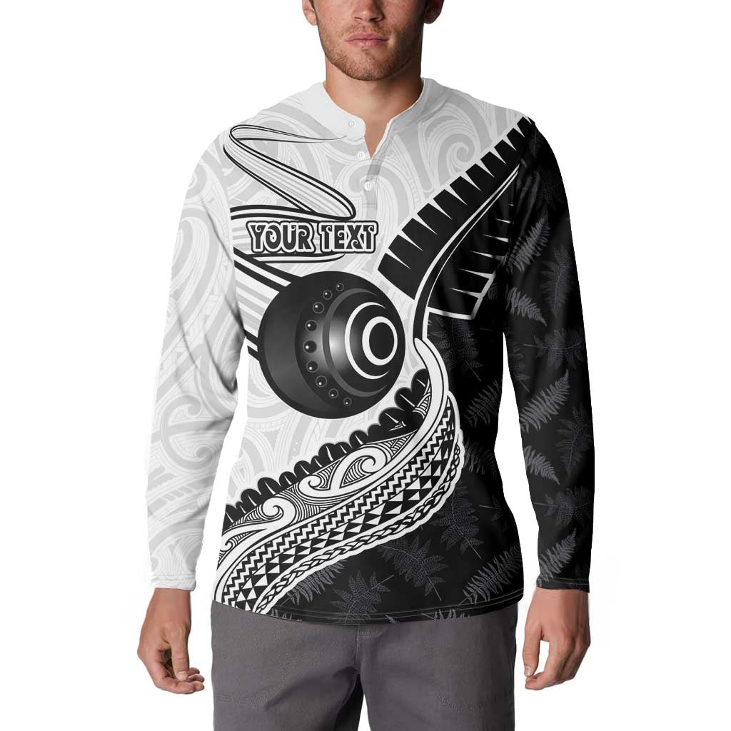 Personalised Aotearoa Lawn Bowls Button Sweatshirt Maori and Silver Fern Half Style LT03 - Polynesian Pride