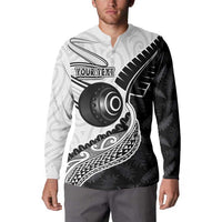 Personalised Aotearoa Lawn Bowls Button Sweatshirt Maori and Silver Fern Half Style LT03 - Polynesian Pride