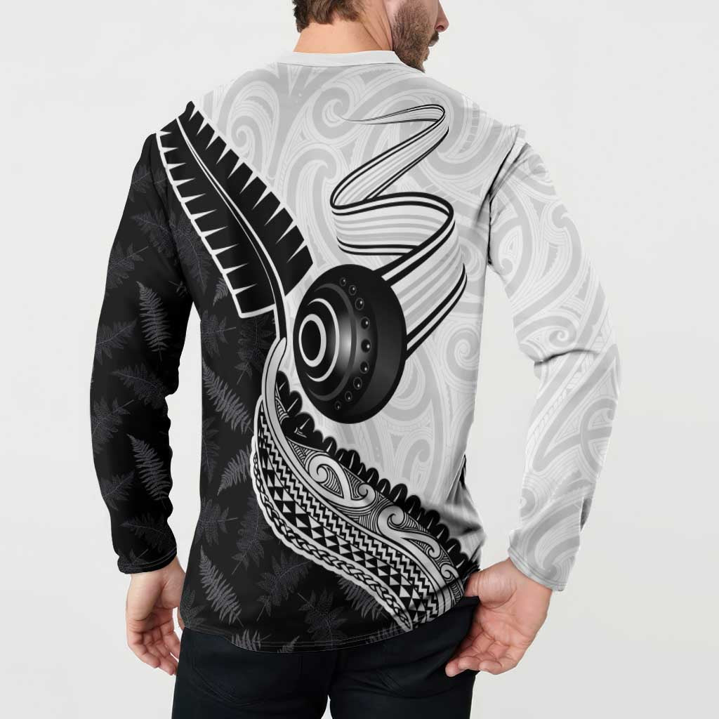 Personalised Aotearoa Lawn Bowls Button Sweatshirt Maori and Silver Fern Half Style LT03 - Polynesian Pride