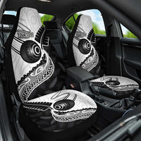 Personalised Aotearoa Lawn Bowls Car Seat Cover Maori and Silver Fern Half Style LT03 One Size White - Polynesian Pride