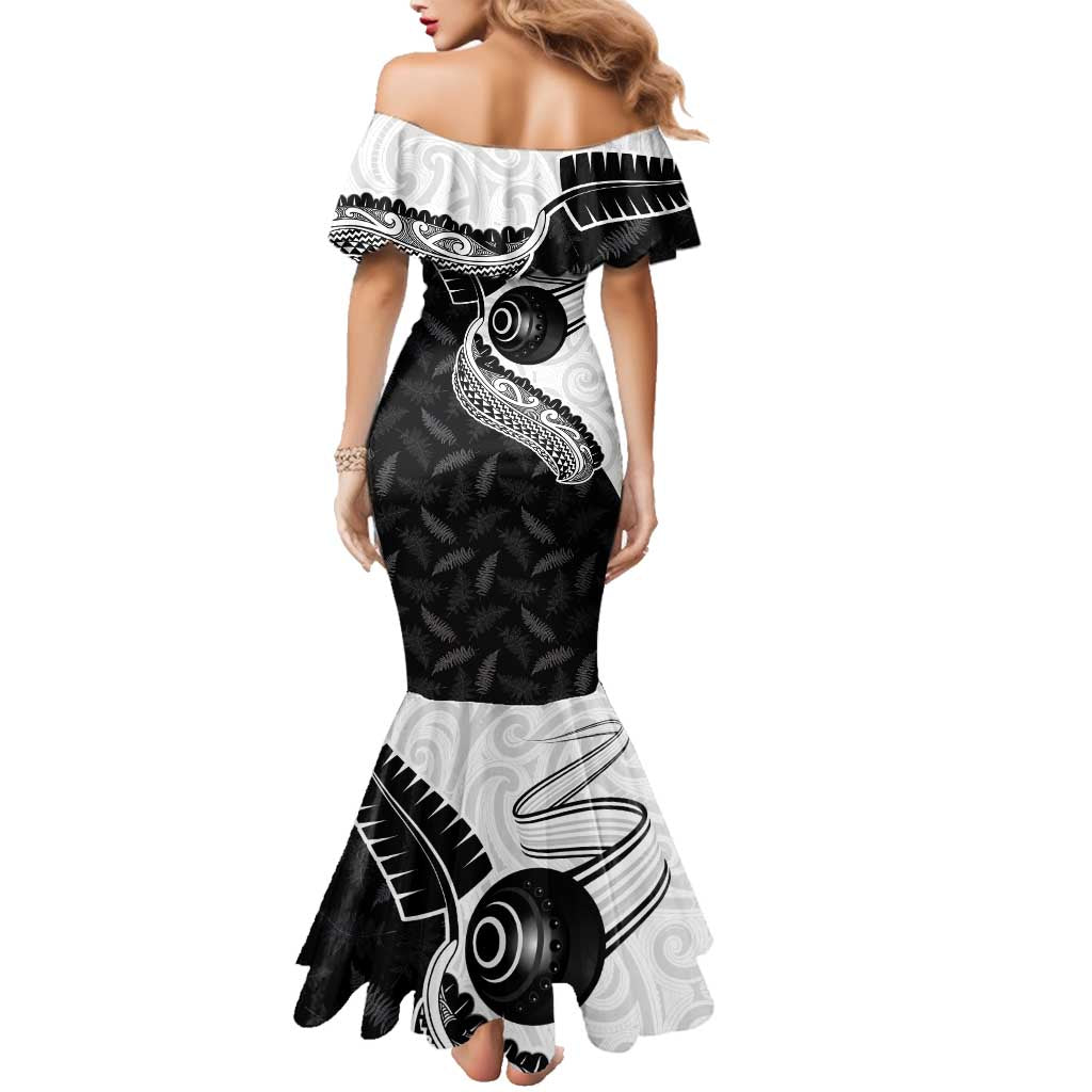 Personalised Aotearoa Lawn Bowls Family Matching Mermaid Dress and Hawaiian Shirt Maori and Silver Fern Half Style - Polynesian Pride