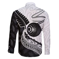 Personalised Aotearoa Lawn Bowls Family Matching Off The Shoulder Long Sleeve Dress and Hawaiian Shirt Maori and Silver Fern Half Style - Polynesian Pride