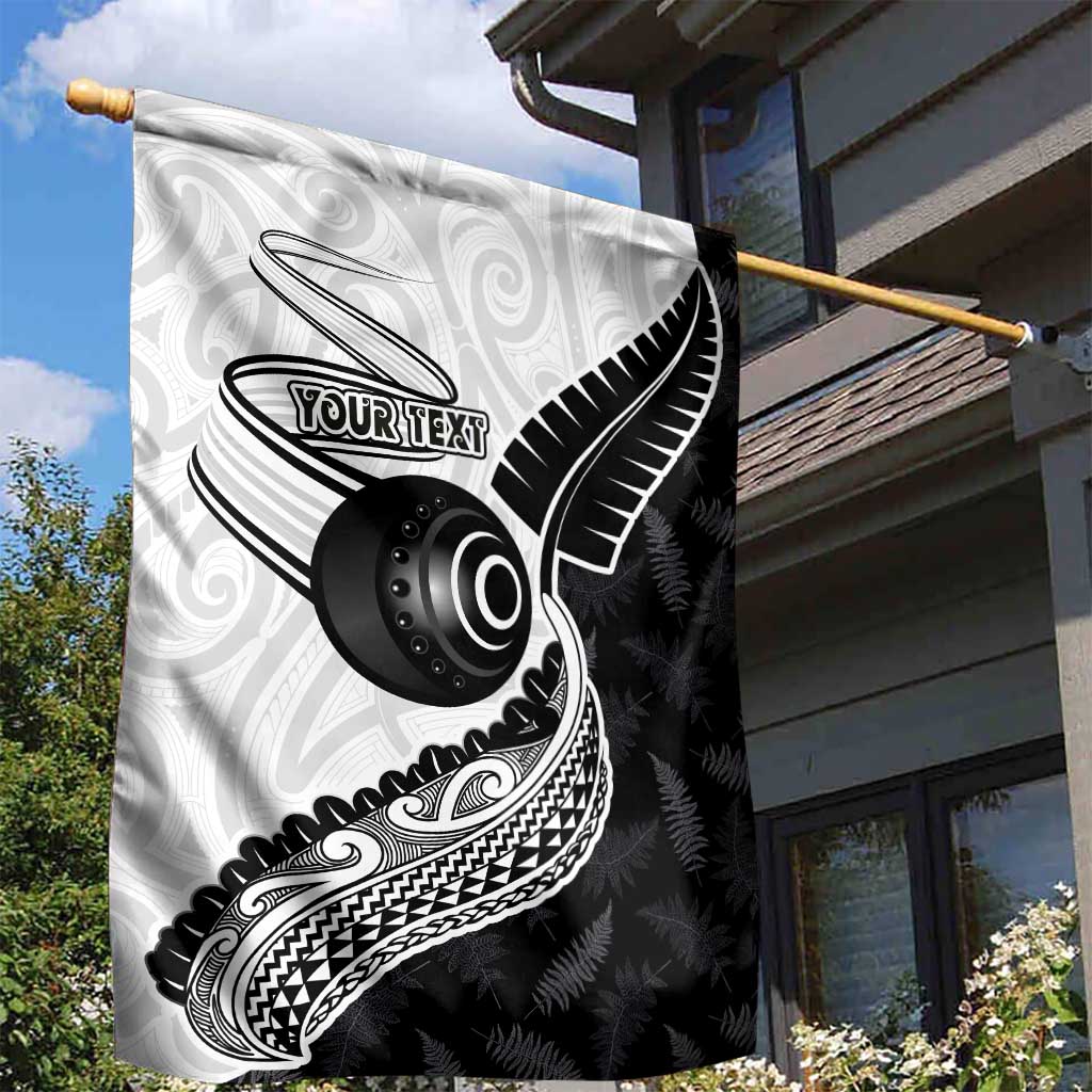 Personalised Aotearoa Lawn Bowls Garden Flag Maori and Silver Fern Half Style LT03 - Polynesian Pride