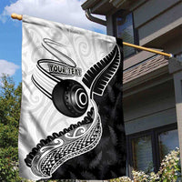 Personalised Aotearoa Lawn Bowls Garden Flag Maori and Silver Fern Half Style LT03 - Polynesian Pride