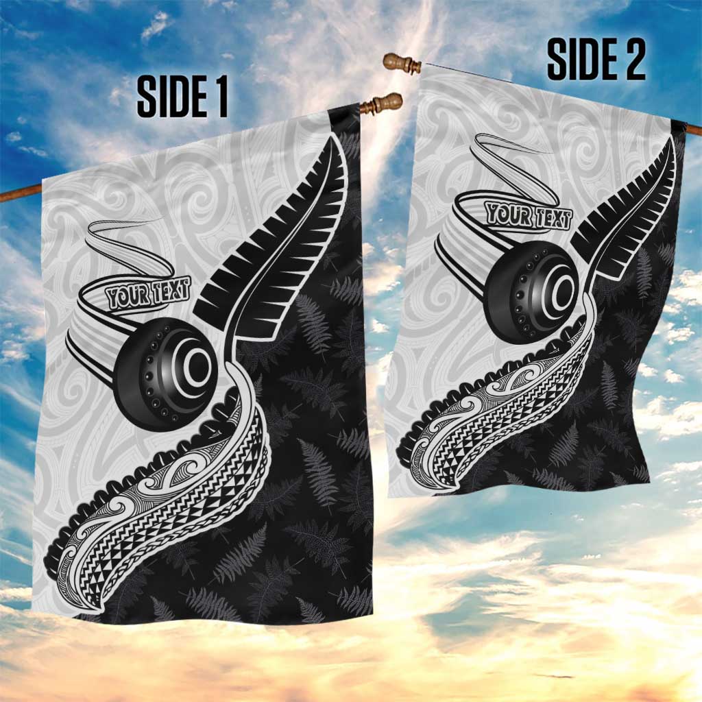 Personalised Aotearoa Lawn Bowls Garden Flag Maori and Silver Fern Half Style LT03 - Polynesian Pride