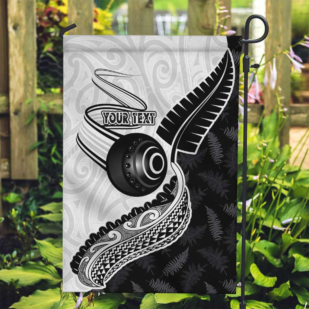 Personalised Aotearoa Lawn Bowls Garden Flag Maori and Silver Fern Half Style LT03 Garden Flag White - Polynesian Pride