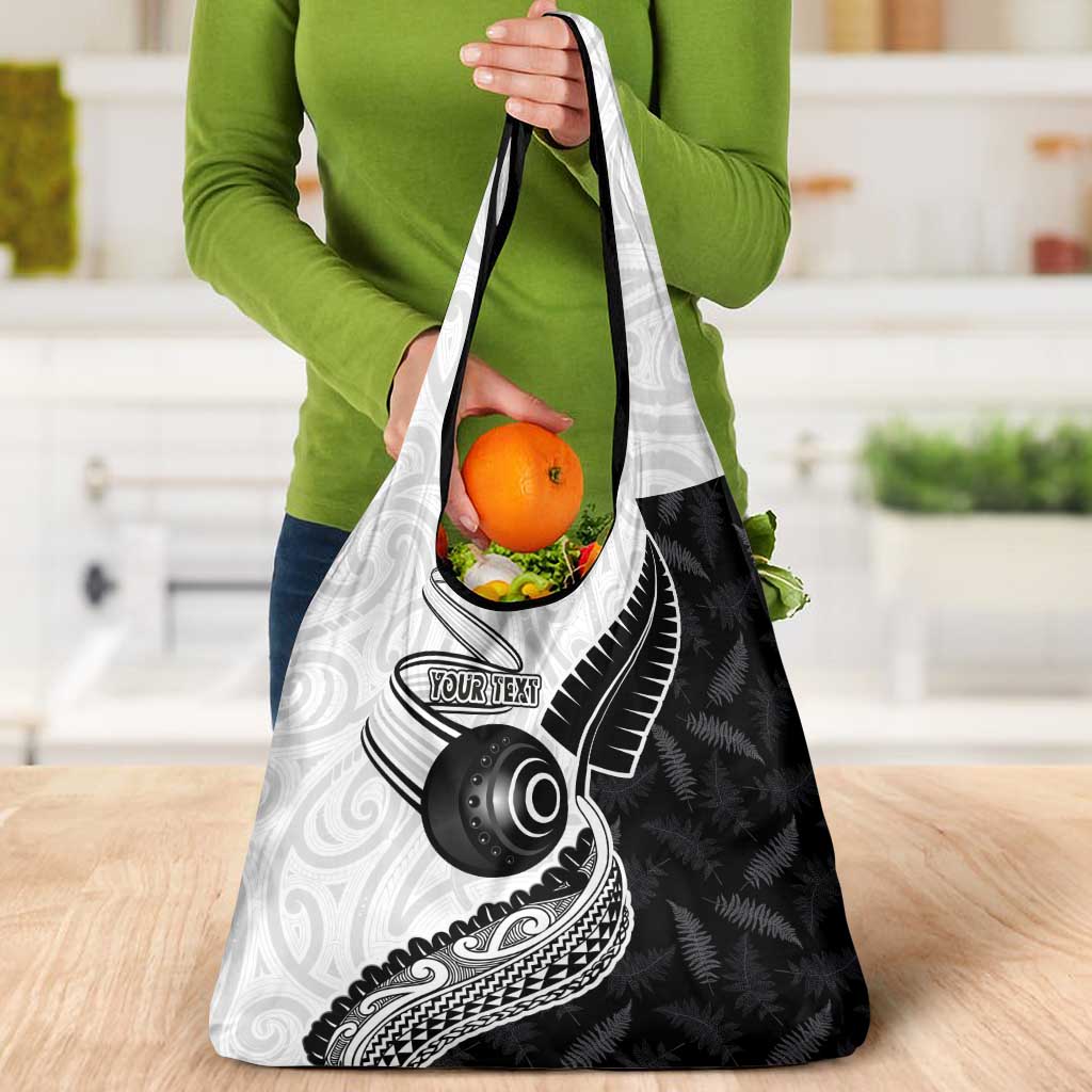 Personalised Aotearoa Lawn Bowls Grocery Bag Maori and Silver Fern Half Style LT03 - Polynesian Pride