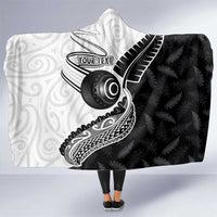 Personalised Aotearoa Lawn Bowls Hooded Blanket Maori and Silver Fern Half Style LT03 One Size White - Polynesian Pride